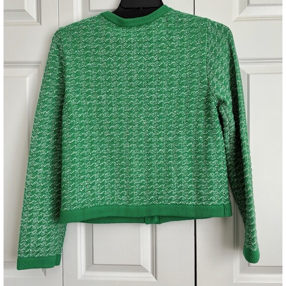 JACKET CARDIGAN WOMEN'S SIZE MEDIUM SHINE CARDI GREEN/WHITE METALLIC TEXTURED - Picture 3 of 6